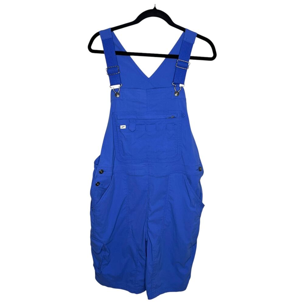 Duluth Trading Co. Women's Heirloom Gardening Short Overalls Large Bright Indigo